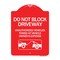 Signmission Do Not Block Driveway W/ Graphic, Red & White Aluminum Architectural Sign, 18" x 24", RW-1824-24182 A-DES-RW-1824-24182 - alternate 1